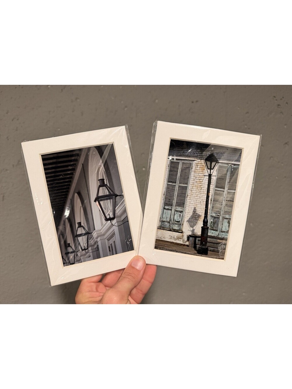 Pair New Orleans French Quarter Street Lamp Photography Prints Matted Signed